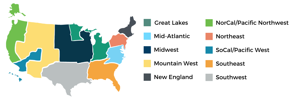 First-gen Forward Map showing the ten (10) regional communities. 