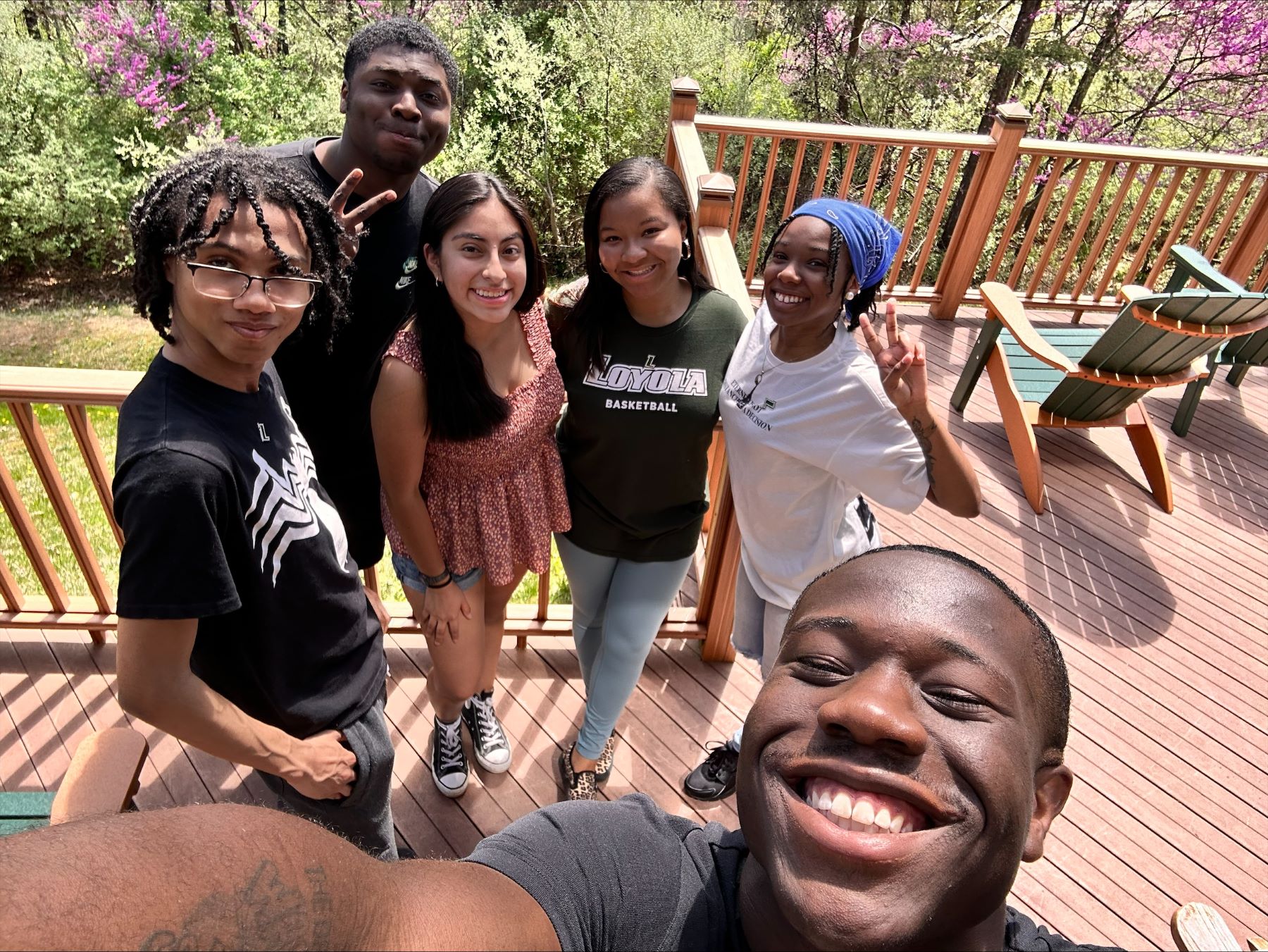First-gen student group selfie at Loyola University Maryland