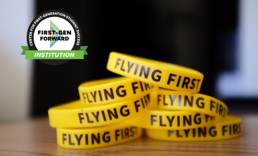 Flying First wristbands in support of Rowan University first-gen students