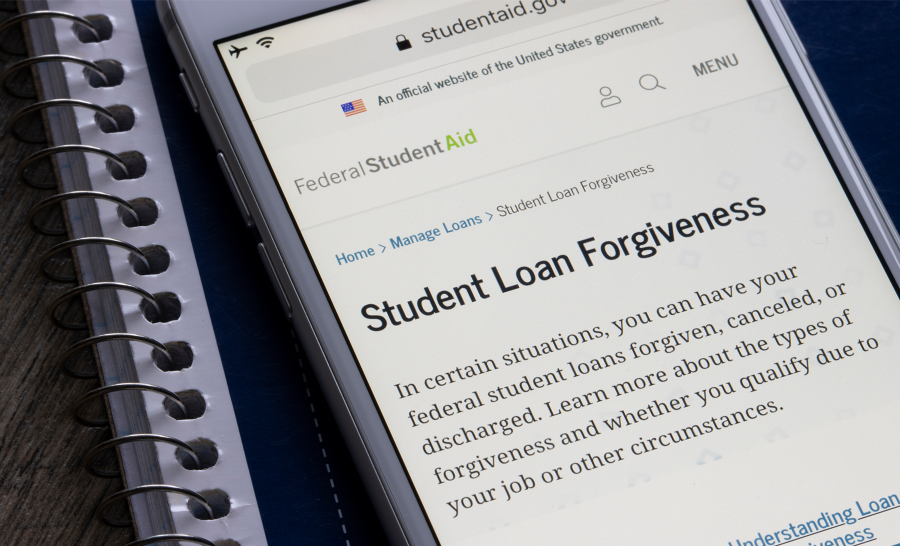 Student Loan Forgiveness webpage on studentaid.gov open on phone