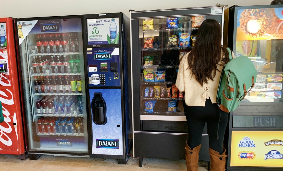 Student by vending machine